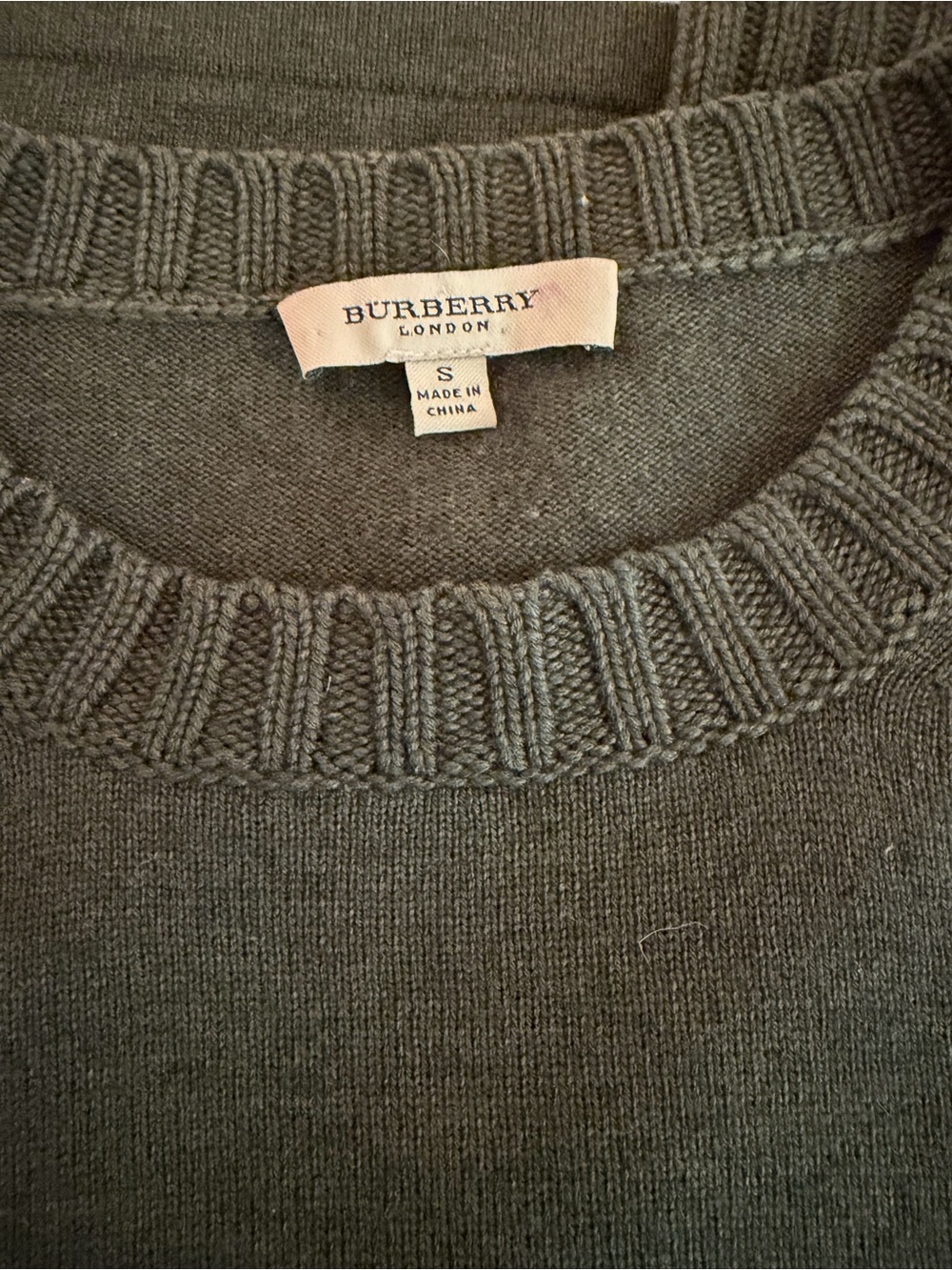 Burberry London Wool Silk Cashmere Olive Green Ribbed Knit Sweater Small - Picture 3 of 9